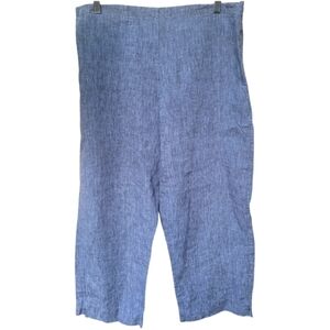 Bryn Walker 100% Linen Crop Wide Leg Pants Blue Size XL
